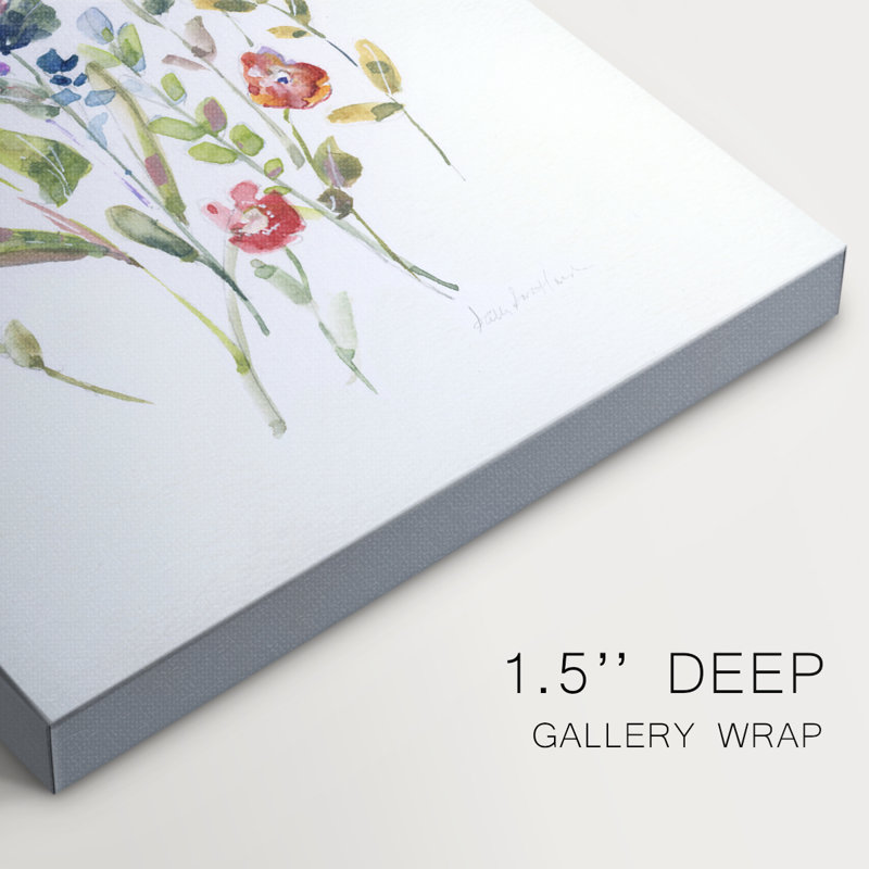 Jardin de fleurs printanier II - Cavas enveloppés de galerie, H 18 po x l 12 po