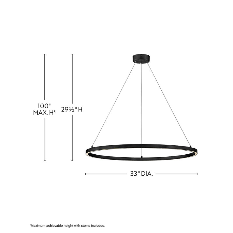 Dimmable LED Other Chandelier, 31.25" H x 25" W x 25" D, Black