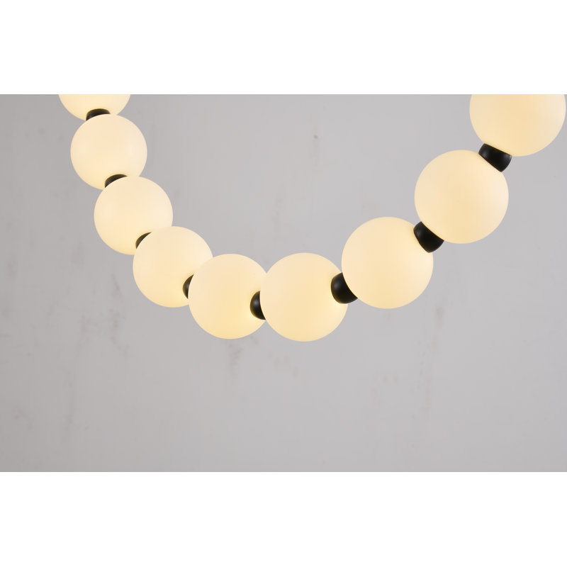 Lustre moderne à perles 30 lumières DEL, Noir satiné