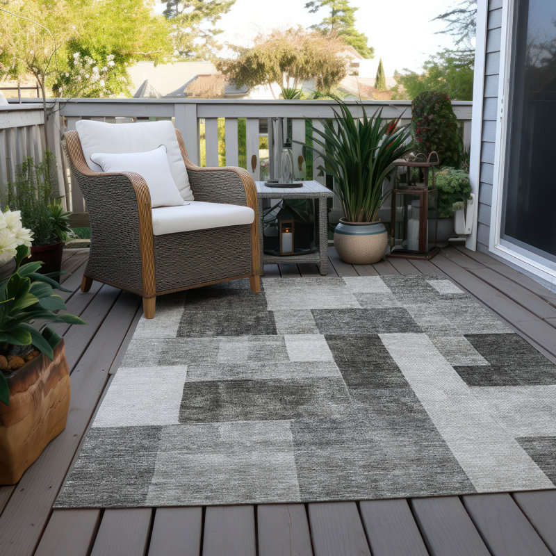Tapis intérieur / extérieur gris Wovari , 2 pi 6 po x 3 pi 10 po