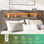 Grand cadre de lit grand format, plateforme en bois, tête de lit avec rangement et tête à DEL, 2 pour le chargement de l'appareil, fonctionnement silencieux, pas de sommier, projet d'assemblage sans effort, amplement sous tension, mode de fonctionnement,-886031410