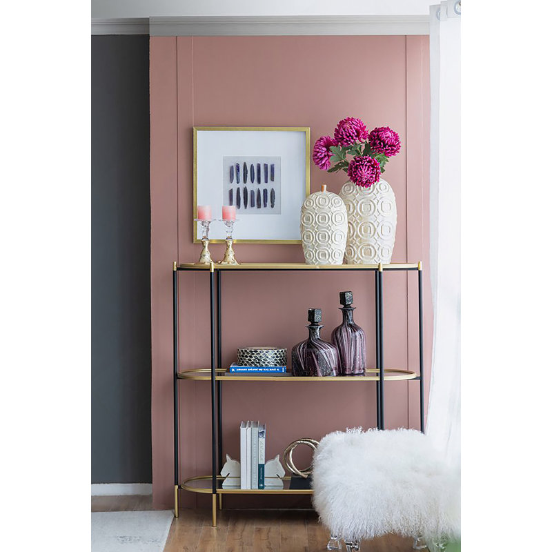 Metal Console Table, Mirrored Shelf