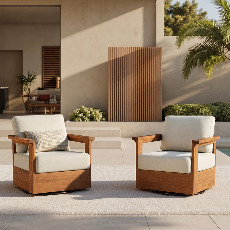 Fauteuil de patio pivotant en bois d'acacia massif
