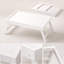 Ensemble de 2 tables-plateaux en bambou, pieds pliants, blanc-540194495