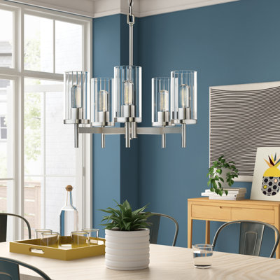 Bertelli 5-Light Dimmable Steel Cylinder Chandelier