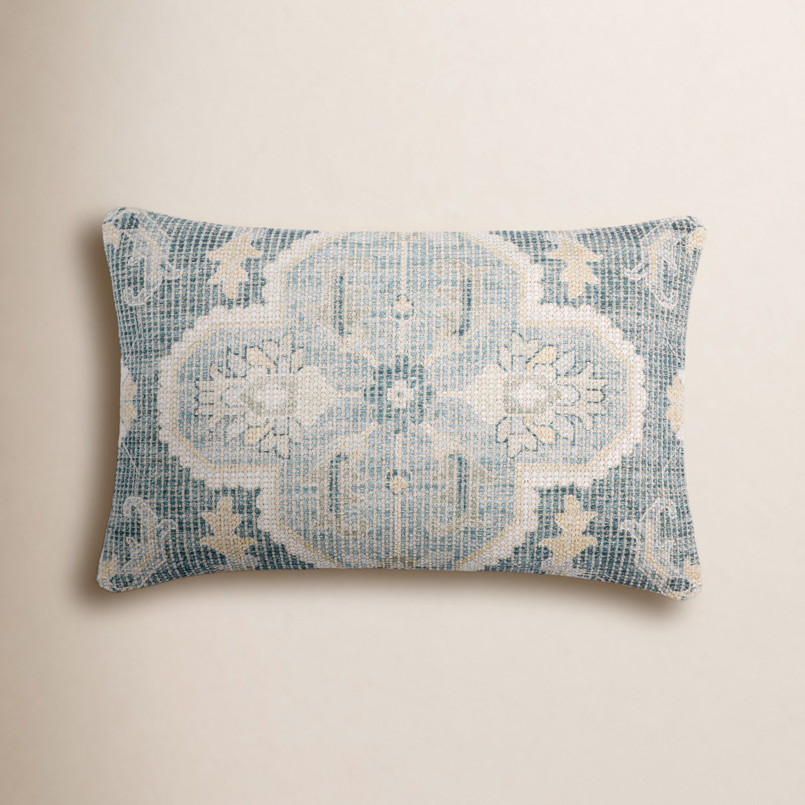 Alain Floral Cotton Lumbar Pillow Cover, Polyester/Polyfill