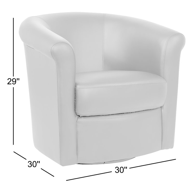 Pinehill Marvel Faux Leather 360 Swivel Barrel Chair, Red Faux Leather