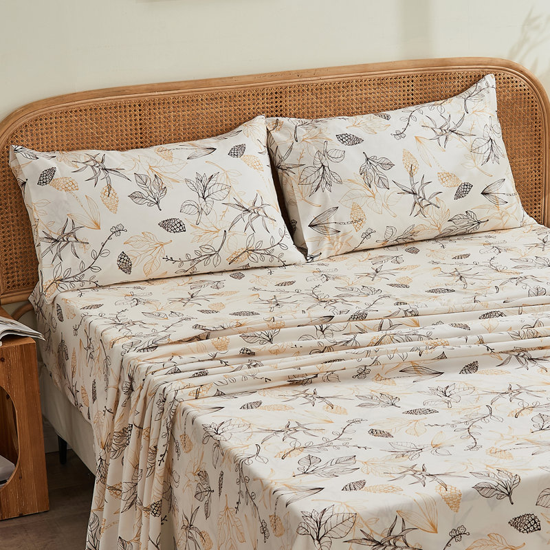 Ensemble de taies d'oreiller en tissu à motif numérique, Floral brun, Taie d'oreiller très grande
