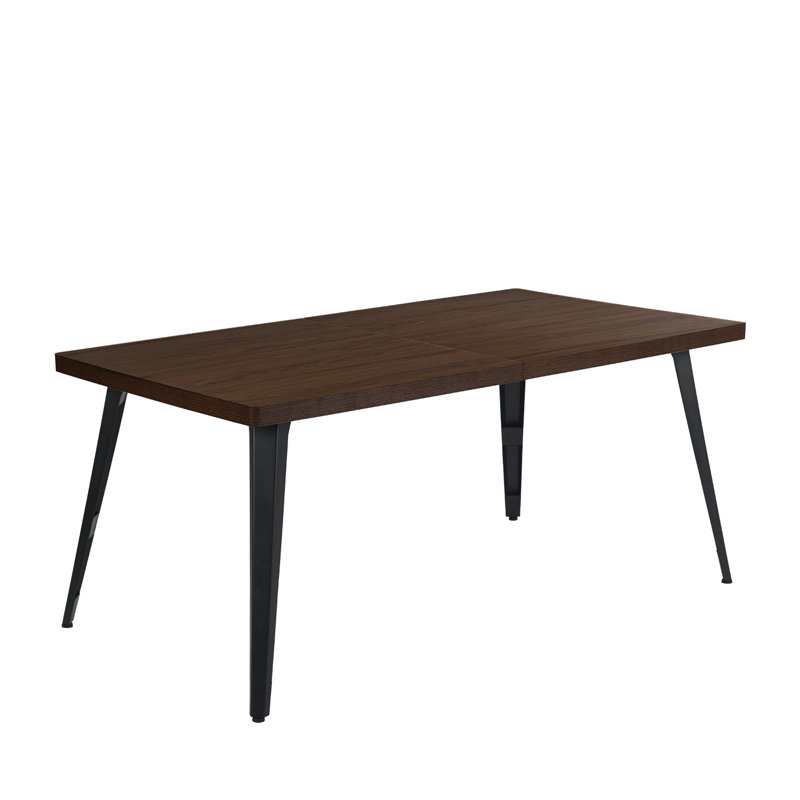 Metal Base Dining Table, Vintage Brown