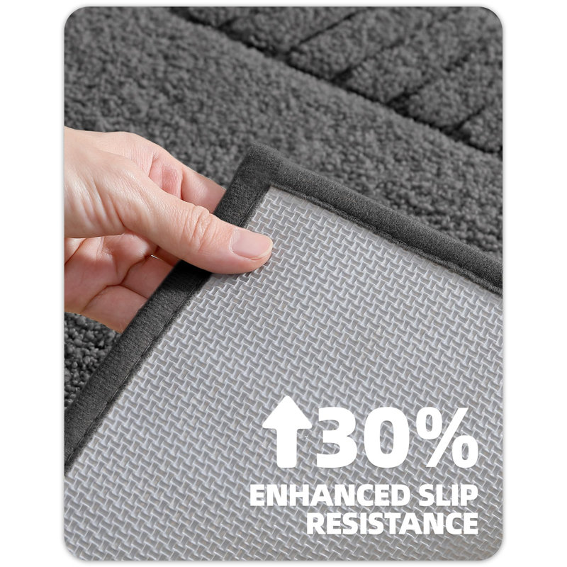 Kaziyah Microfiber Bath Rug, 24" W x 43" L, Dark Gray