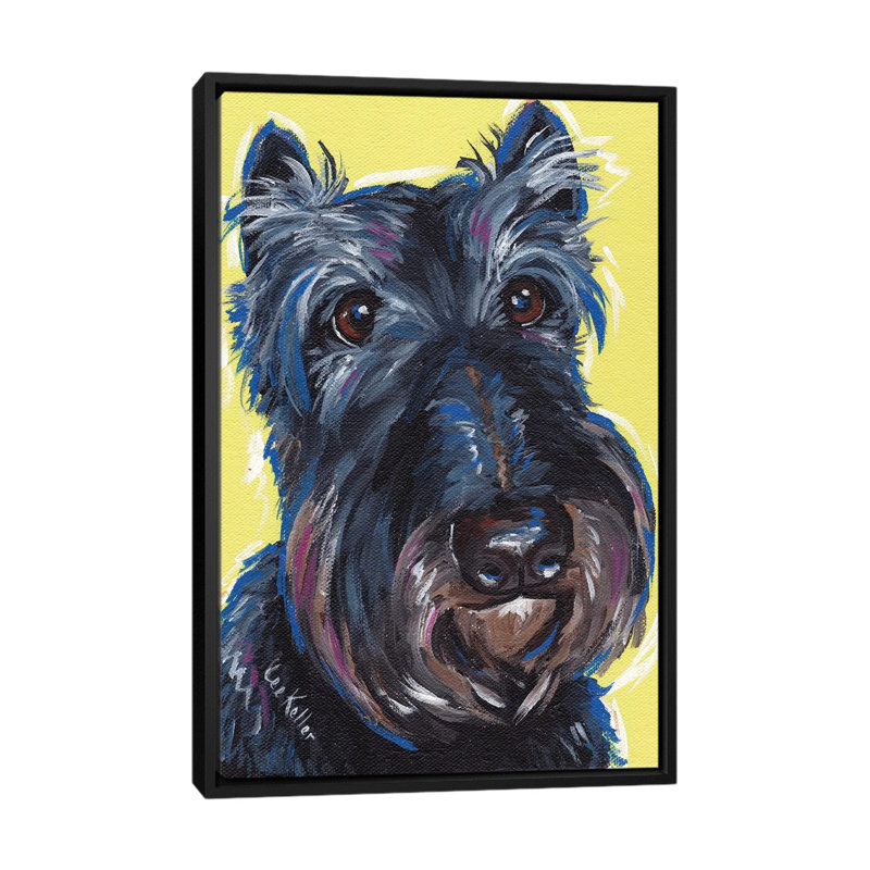 « expressif schnauzer on yellow » par hippie hound studios, impression sur toile tendue, H 60 po x l 40po x P 1,5 po