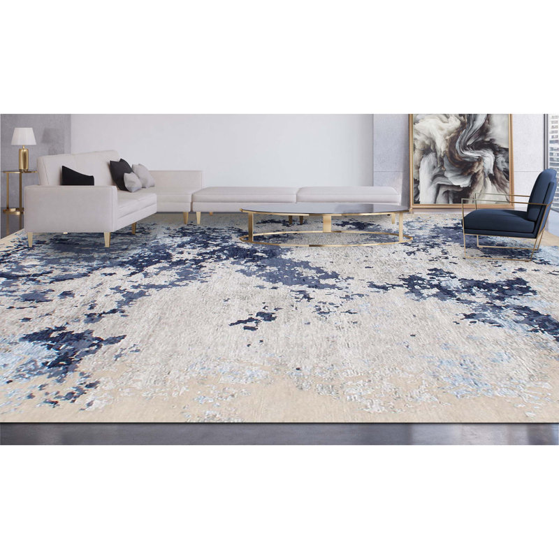 Area Rug in Silver/Blue, Rectangle 10' x 14'