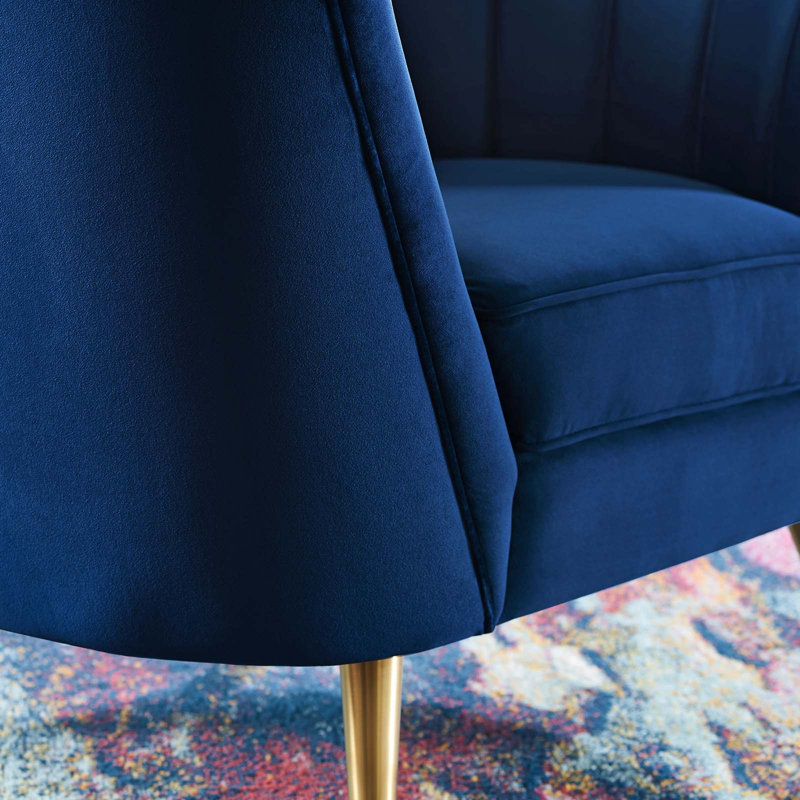 Silver Orchid Blandick Velvet Armchair, Navy
