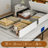 Bed Frames With Hidden Storage Headboard & 4 Drawers, 49.2" Tall Upholstered Wingback Headboard With Led Lights And Charging Station, No Box Spring Needed-160895363-160895360