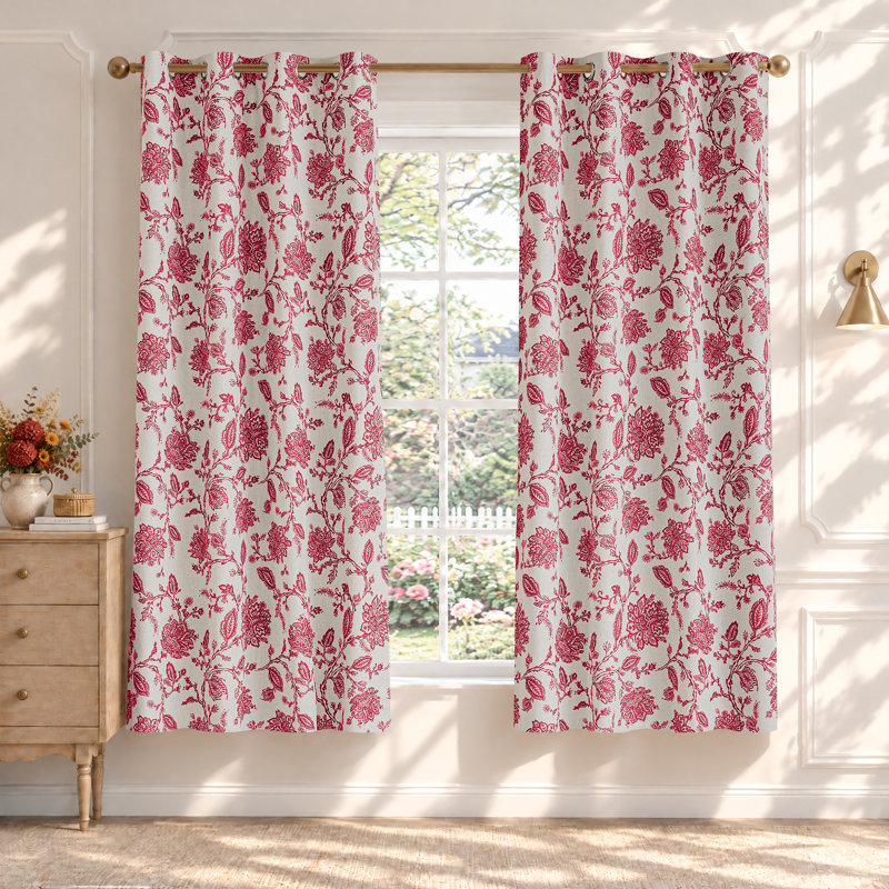Paire de rideaux occultant et isolants avec œillets Zawacki, Rouge / Beige, L 52 po x L 63 po