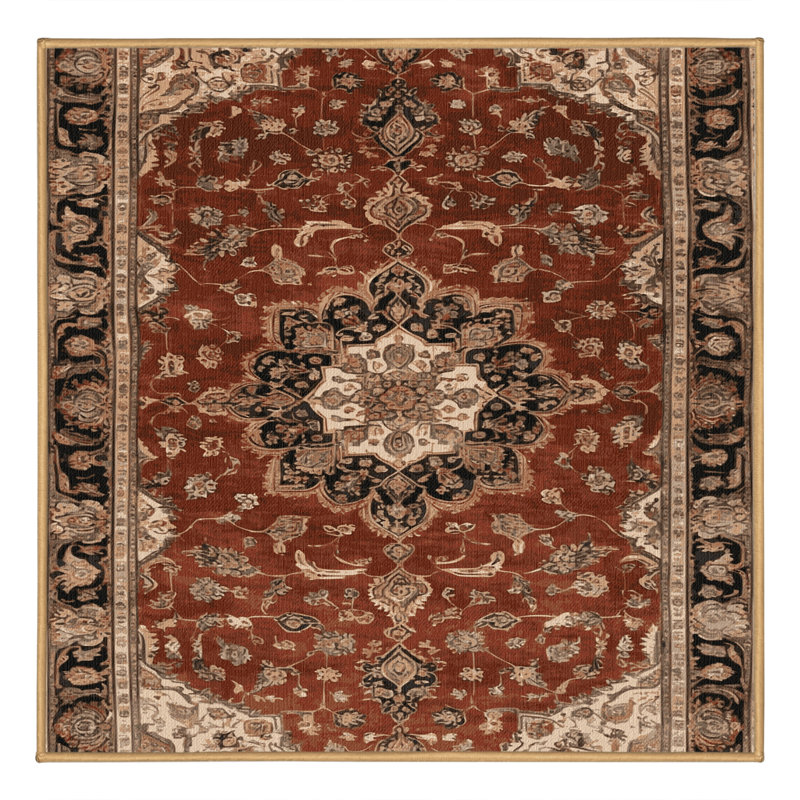 Tapis brun lavable à la machine, Carré 5 pi