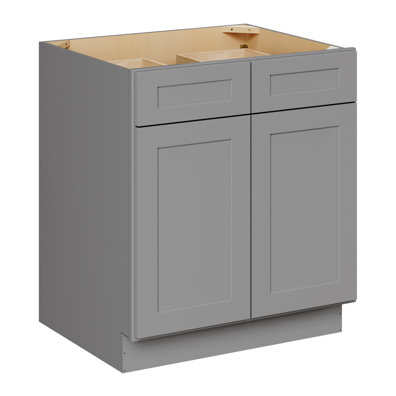 Meuble bas standard HOMEIBRO Cozy Design, 76 cm (L) x 61 cm (P) x 88 cm (H), en contreplaqué gris Shaker, prêt à assembler