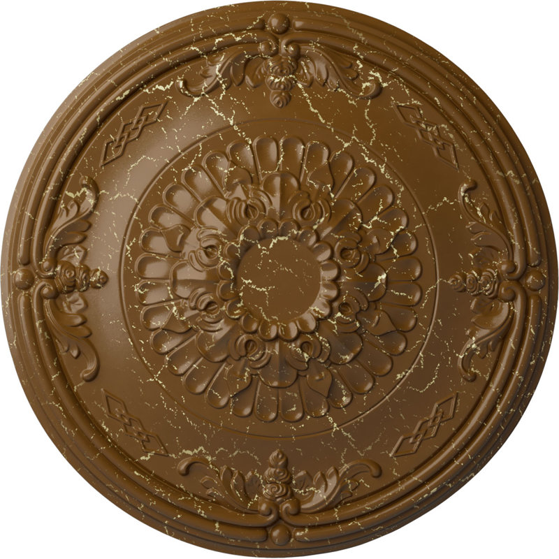 Médaillon de plafond 26 po x 26 1/4 po x P 3 1/4 po (convient aux auvents jusqu'à 3 5/8 po), Craquelure topaze fumée