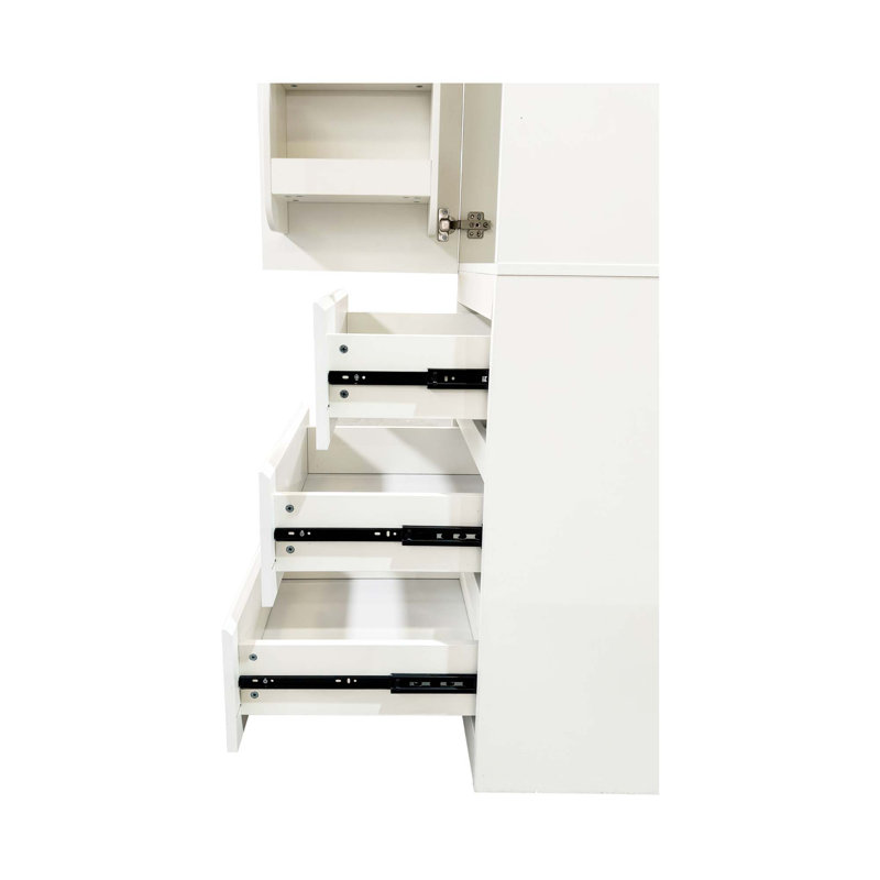 Armoire de cuisine spacieuse avec un design minimaliste moderne et des tiroirs coulissants