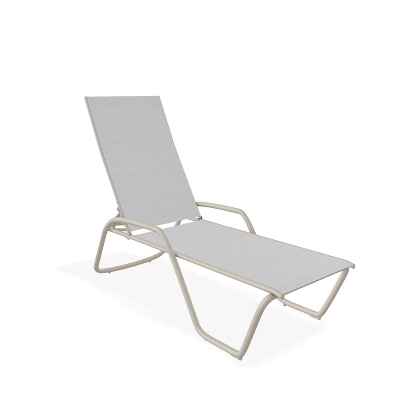 Outdoor Rust-Resistant Metal Chaise Lounge, Textured Desert, Abalone