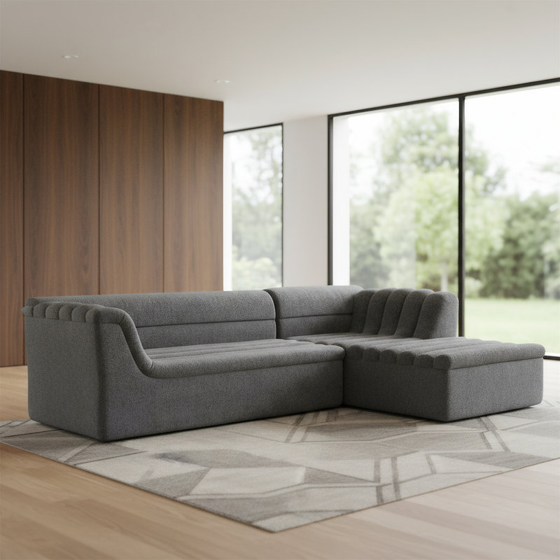 Canapé modulaire en L de 106 pouces, Dossier fixe