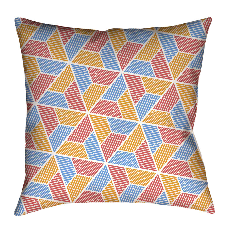 Coussin Katelyn Elizabeth, 14 po x 14 po, Bleu/Rouge/Orange, Polyester sergé