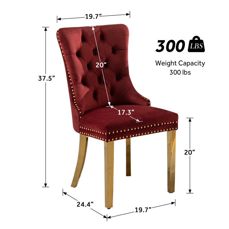 Chaise de salle à manger Klingbeill, 6, Rouge, Doré