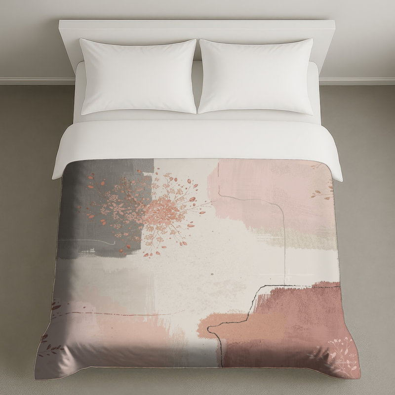 Housses de couette à motif floral abstrait, Très grand lit