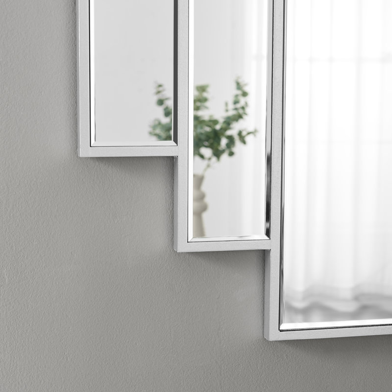 Lecompton Deco 1920S Inspired Silver Statement Wall Mirror, 85.8cm H x 75.4cm W