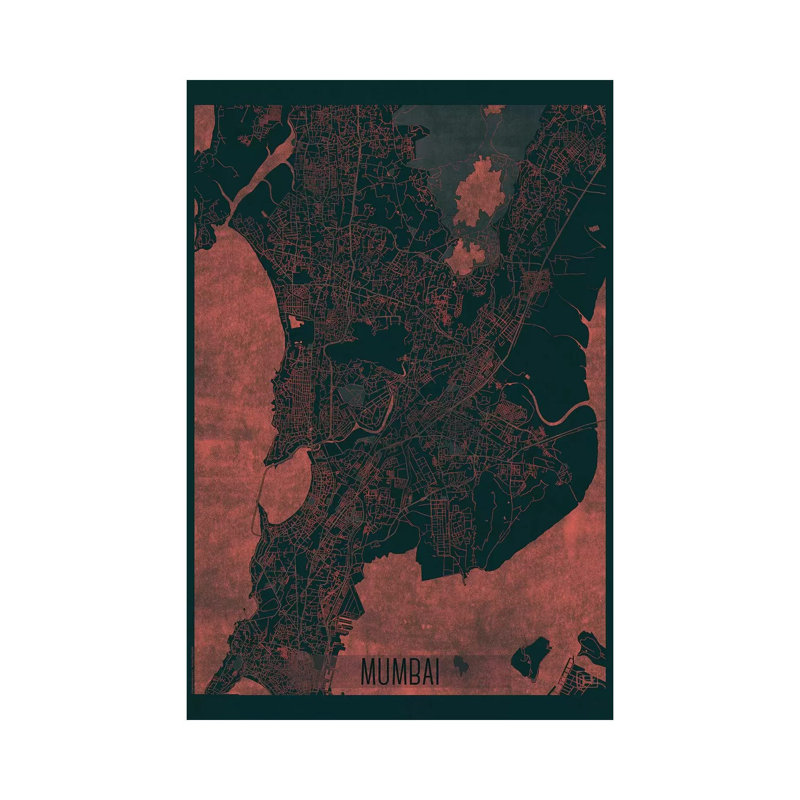Mumbai Infrared Urban Blueprint Map by Hubert Roguski - Wrapped Canvas Print, 101.6 cm H x 66.04 cm W x 1.91 cm D
