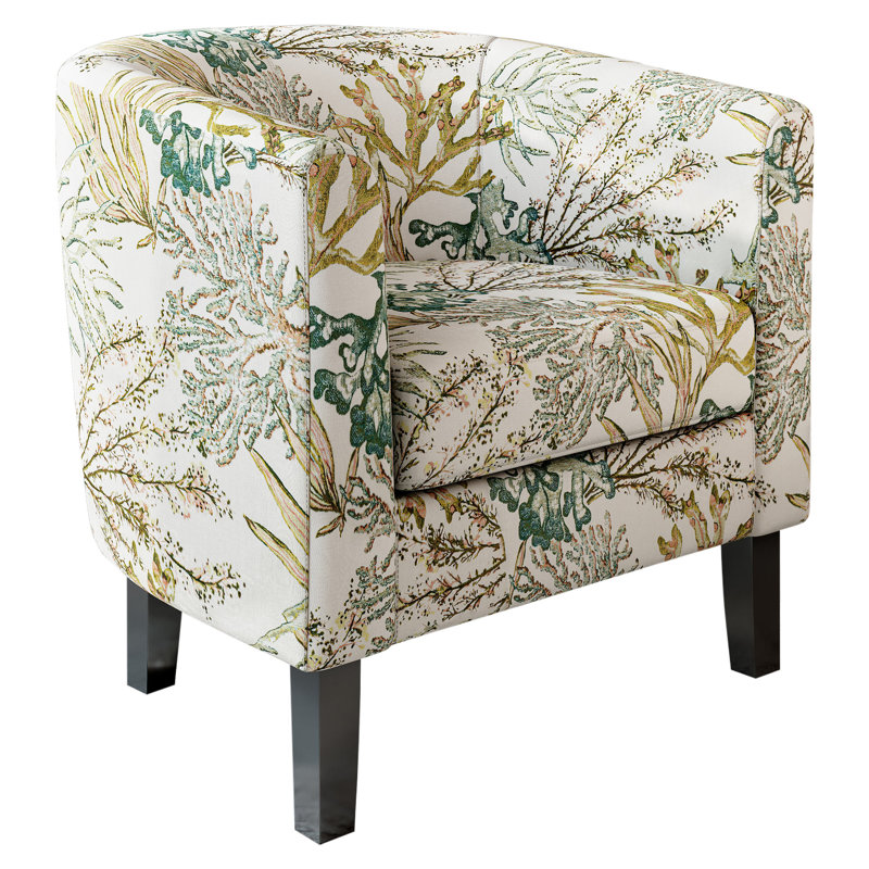 Fauteuil demi-tonneau de 26,77 po Munson, Vert / polyester corail