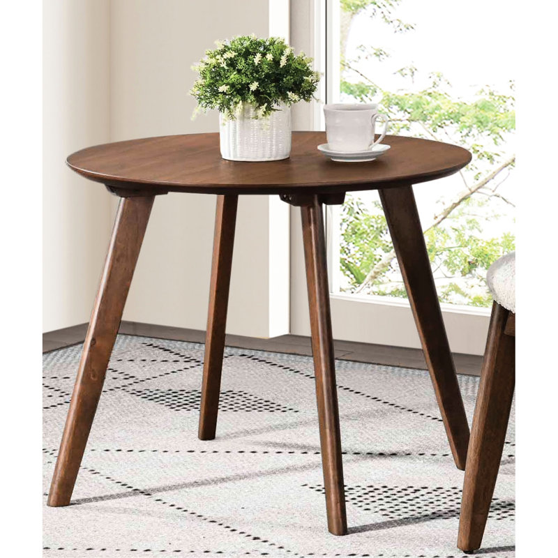 Table d'appoint ronde en noyer de style Mid-Century, en bois d'ingénierie et en placage, P 19,5 po x H 19,5 po, décor de salon, mélange de couleur unie, tache principale