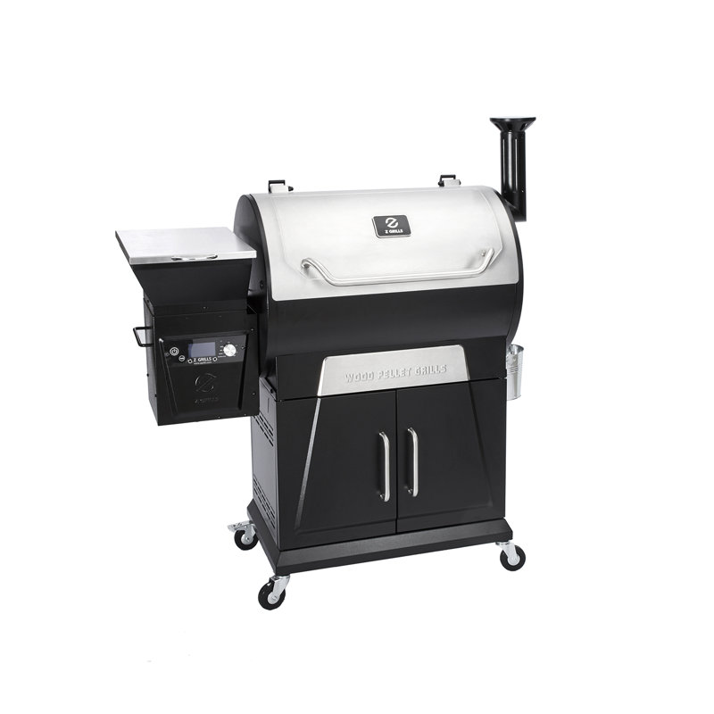 ZGRILLS Offset Wood Burning Portable 694 Square Inches Smoker & Grill, Black/Silver