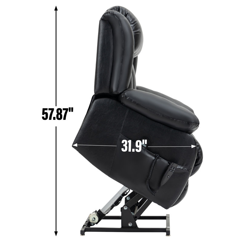 Dual Motor Infinite Position Up to 350 LBS Electric Medium size Genuine Leather, Black