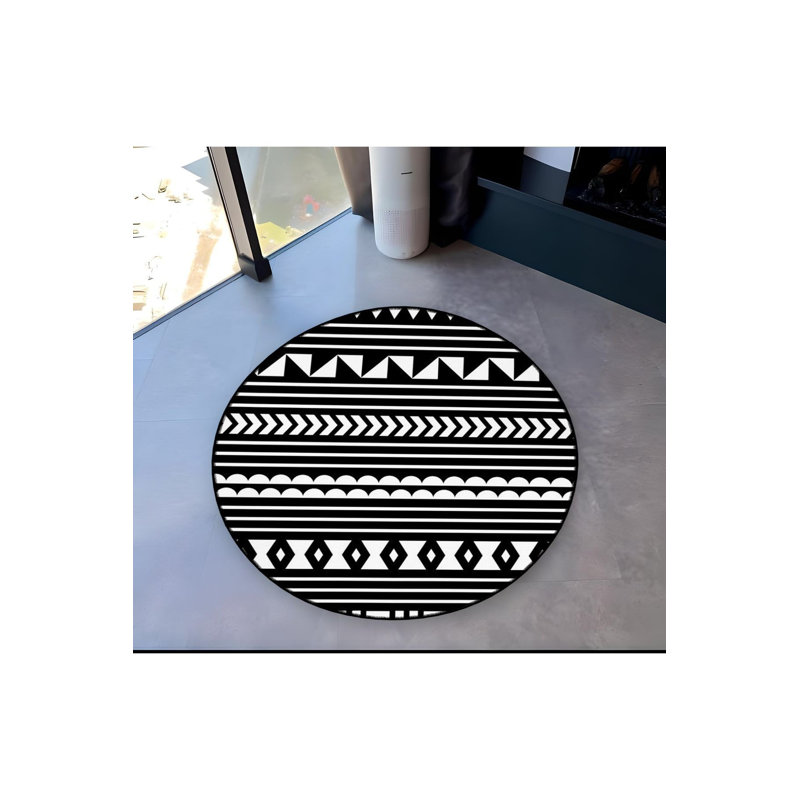 Tapis rond lavable à la machine, Sous-tapis rond 3 pi 11 po inclus