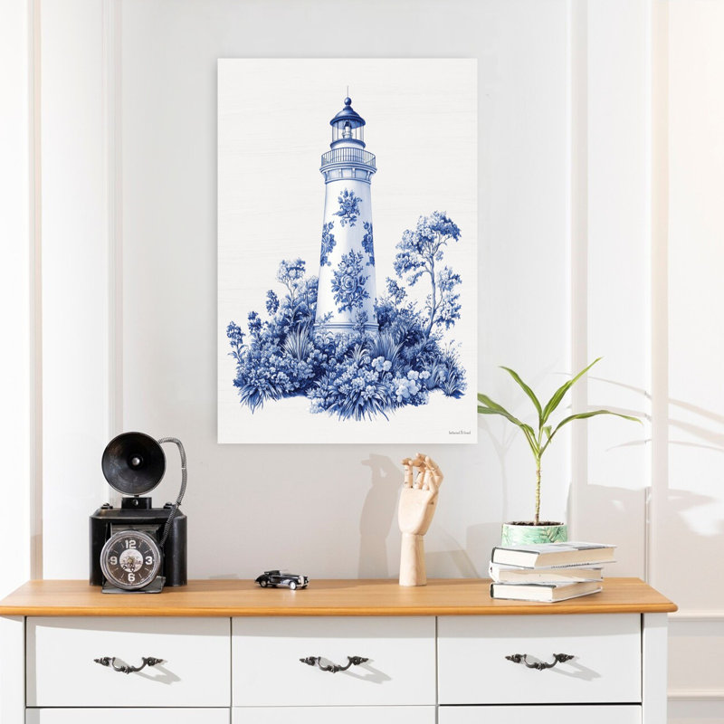 Toile, phare, art contemporain côtier élégant et naturel, H 24 po x l 16 po