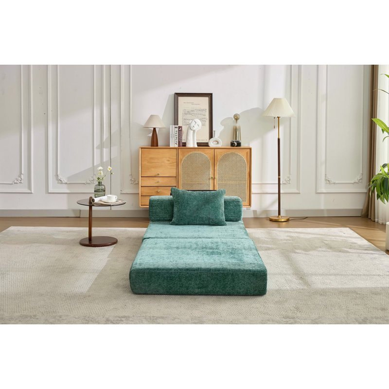 Canapé à compression, canapé-lit convertible au sol avec structure de forme fixe, canapé modulaire à assise simple sans os, sans assemblage requis, tissu chenille, pour la chambre à coucher du salon