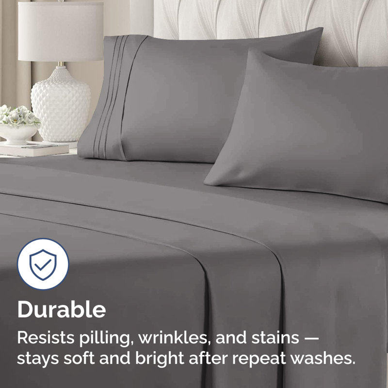 Microfiber Pillowcase Set of 2, Soft Double Brushed Pillow Covers, Breathable & Easy Care, Queen, Dark Gray