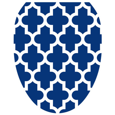 Décalcomanie de siège de toilette géométrique à motif de quadrilobe bleu - couvercles de toilette en vinyle antidérapant antistatique s'adaptant aux sièges ronds et allongés