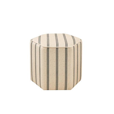 Hexagonal Seat - Printed Stripe Upholstery Solid Wood & Plywood Frame 18"W X 18"D 16"H 300 Lbs Max Load Capacity Style Fabric 18X18x16 Holds Up To Pounds