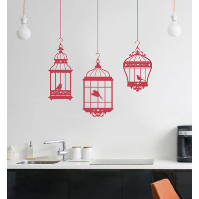 Adhésif décoratif jolies cages à oiseaux