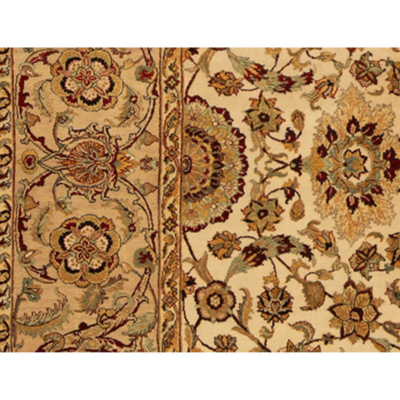 Tapis crème et brun noué à la main de haute qualité