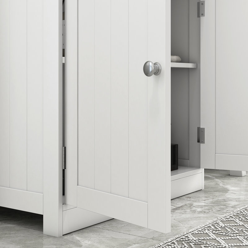 Armoire de salle de bain blanche 24 "pour lavabo sur piédestal | Rangement moderne avec un look chic, peu encombrant - construction 2 tablettes réglables Quincaillerie en acier inoxydable élégante - élégante