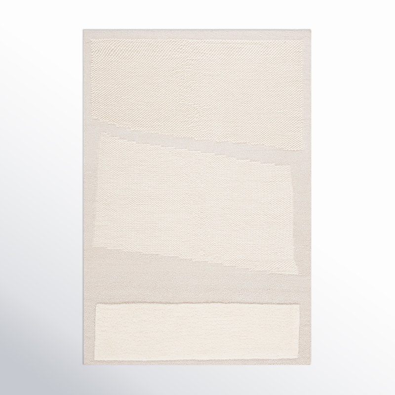 Mullen Flatweave Wool Area Rug in Ivory, Rectangle 8' x 10'