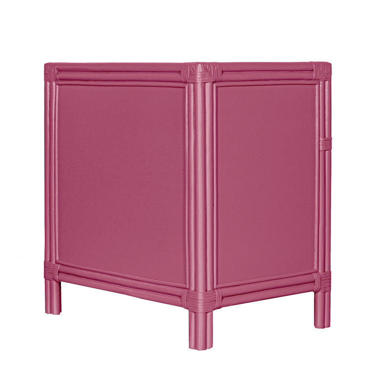 Clara Collection 1 - Drawer Rattan Nightstand, Hot Pink