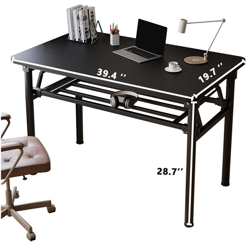 Small Folding Desk No Assembly, Folding Computer Desk Small Foldable Table For Home Office., Black