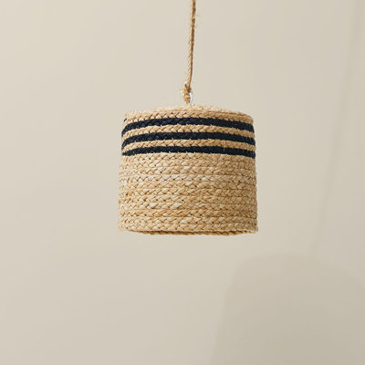 Striped Braided Raffia Lamp Shade