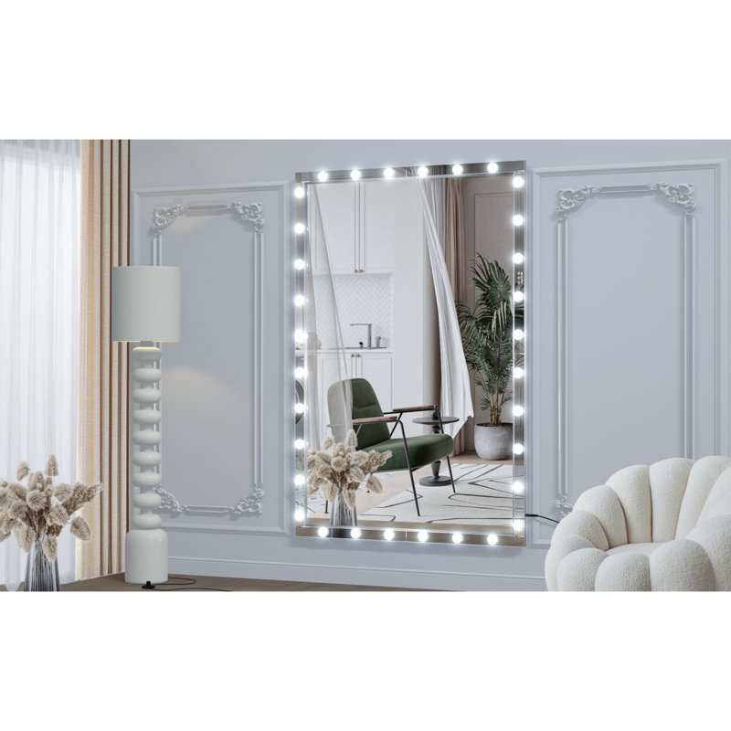 Miroir de salle de bain surdimensionné avec lumières surdimensionnées Hollywood, 48 po x 72 po