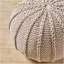 Pouf rond en coton tricoté - Siège / repose-pieds supplémentaire polyvalent | Beige | Coton