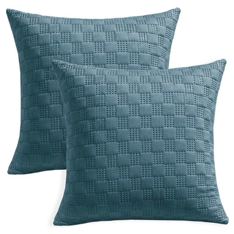 Aspire Homeware Embossed Square Velvet Cushion Covers, Pack of 2, TEAL